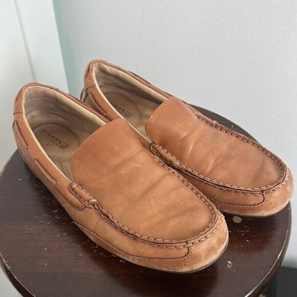 Sperry Top-Sider Leather Loafers Natural Hampden Venetian Drivers 8M - Picture 7 of 8